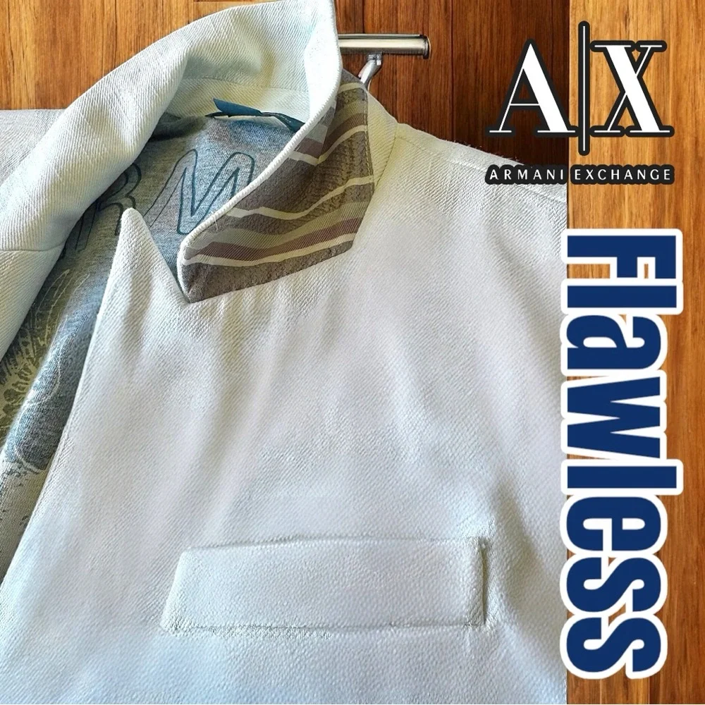 Super RARE 🔥 Armani Exchange Like NEW White Blazer Tailored, One Button, Satin - Picture 3 of 16
